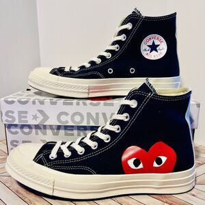 Converse x PLAY Comme des Garçons Chuck 70 M 8 W 10 Black Sneakers Heart 150204C